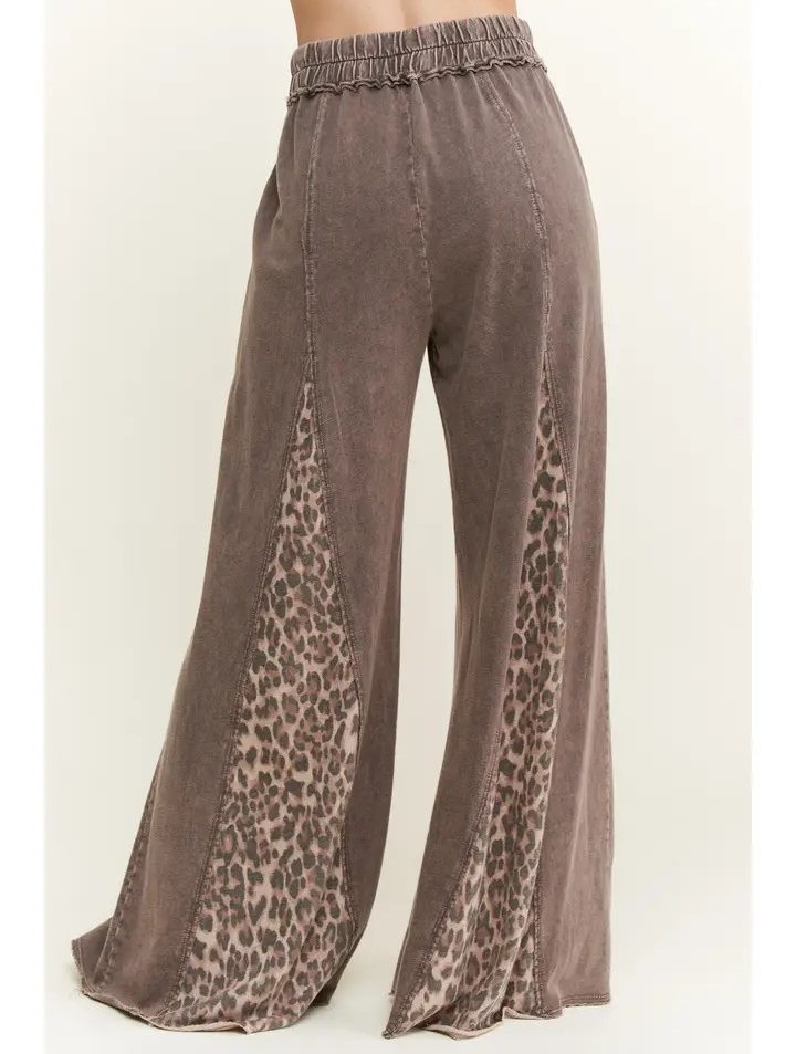 Leopard Print Flare Pants - Brown