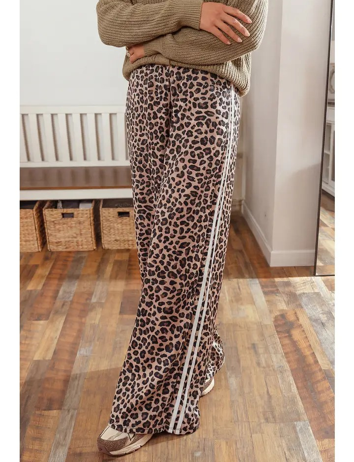 Leopard Pants with Side Stripes