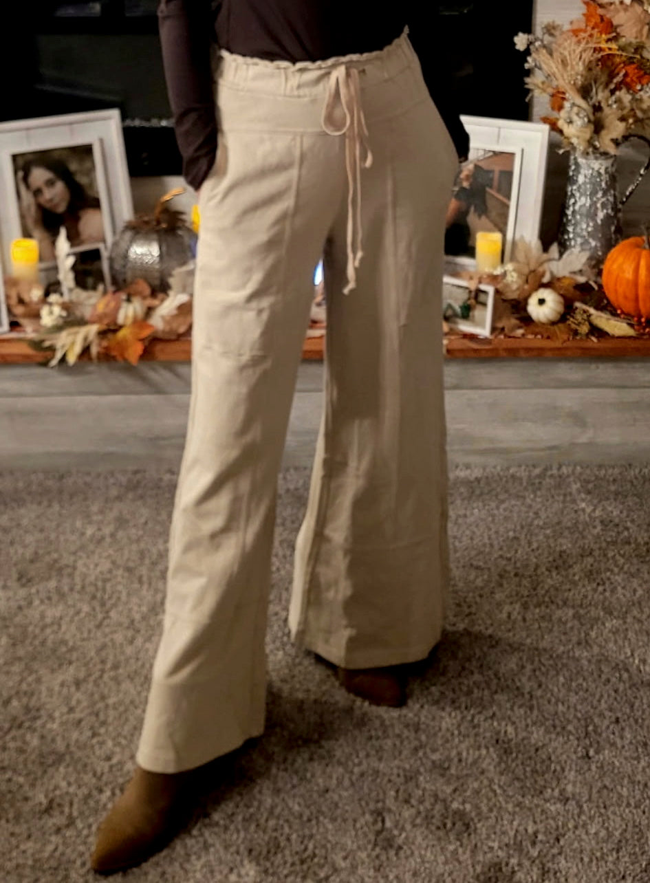 Wide Leg Pants - Oatmeal