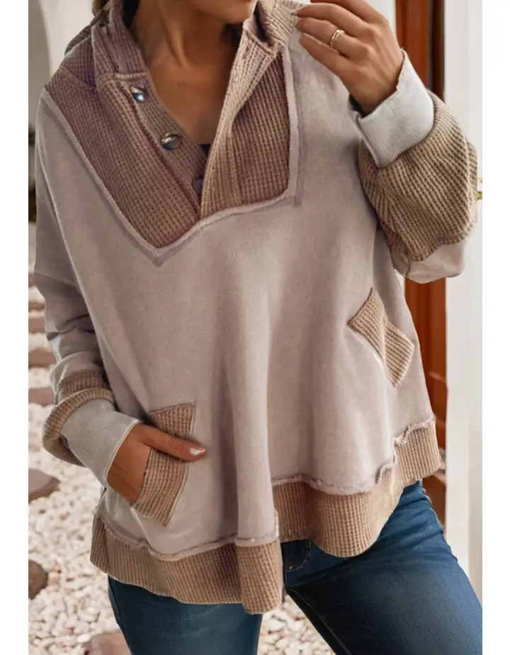 Hooded Two Tone Sweatshirt