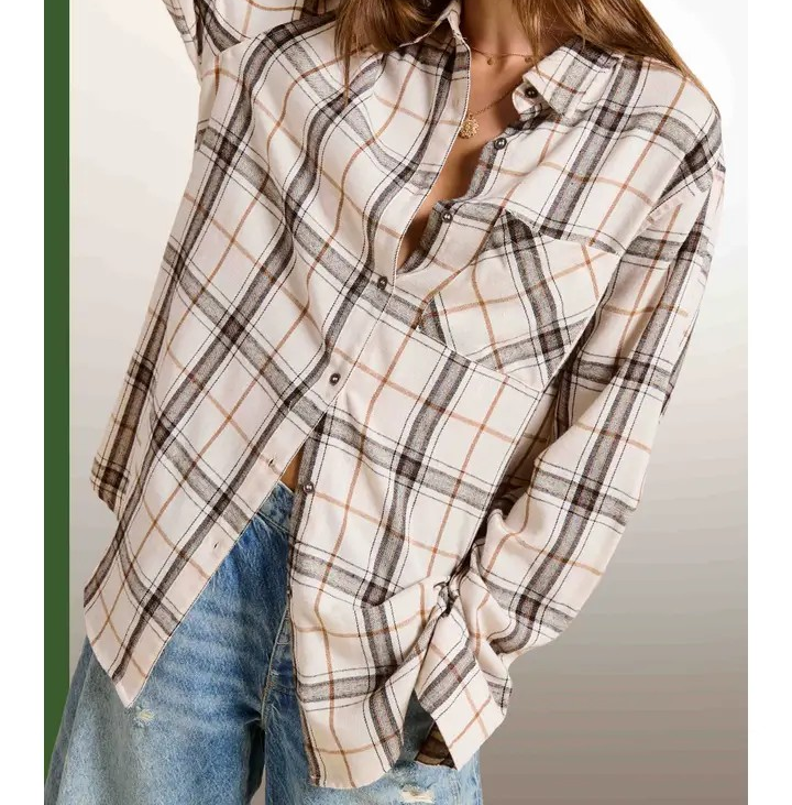 Plaid Shacket - Bone