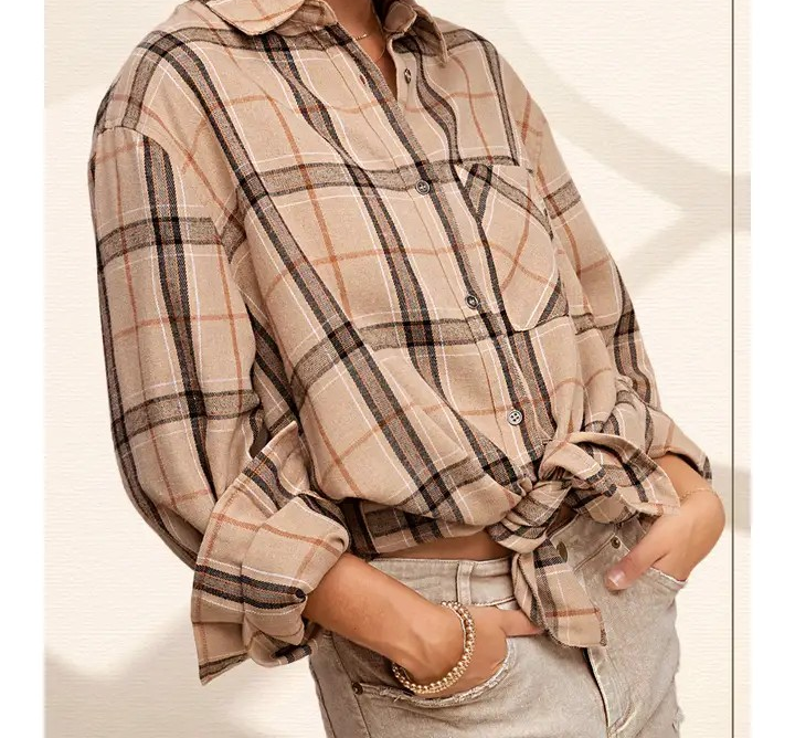 Plaid Shacket - Tan