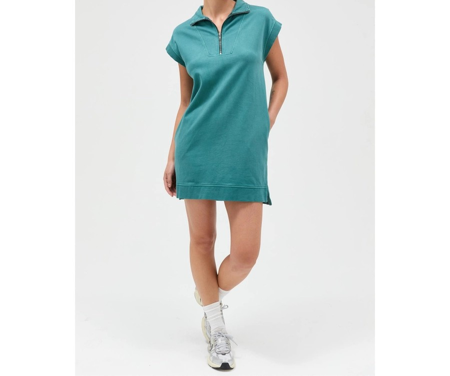 Quarter Zip Dress - Teal