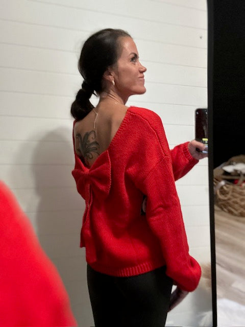 Bubble Sleeve Sweater - Red