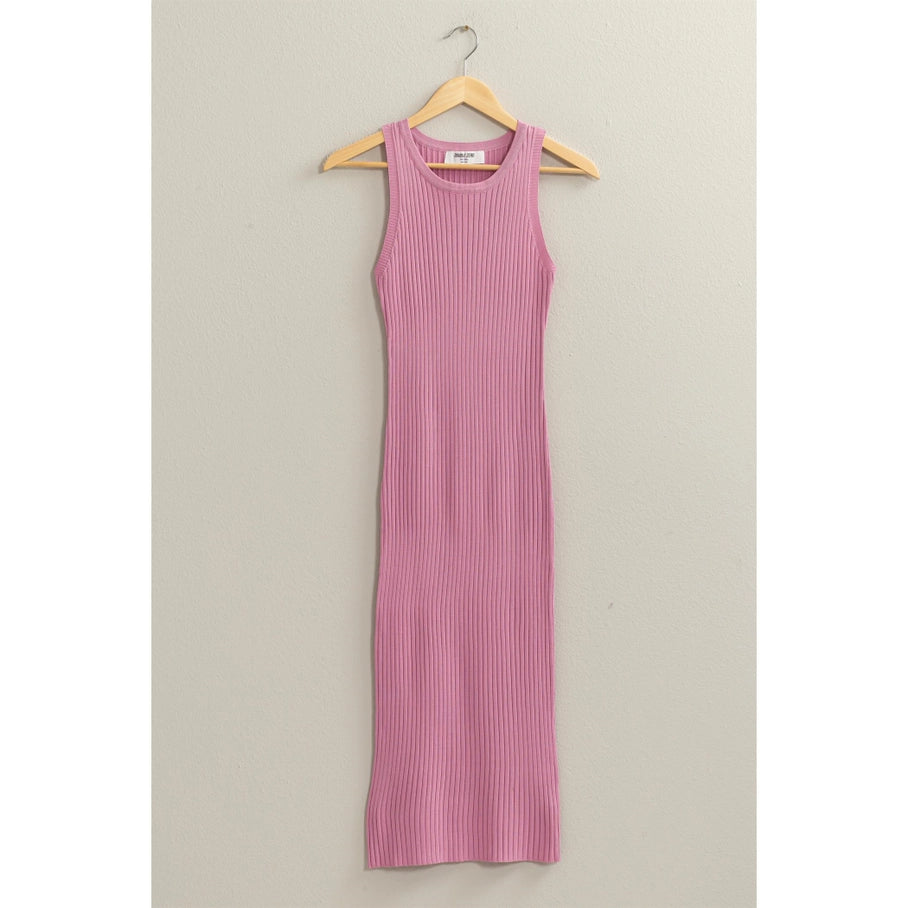 Ribbed Midi Dress - Pink