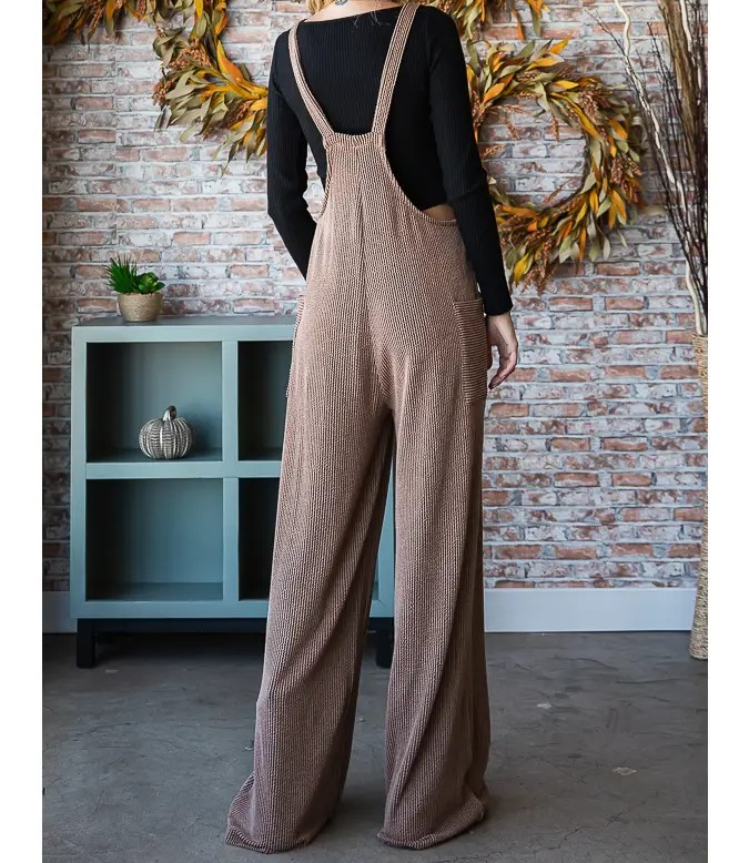 Ribbed Jumpsuit - Chestnut