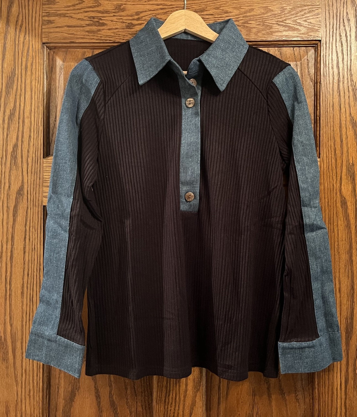 Ribbed Sweater with Denim