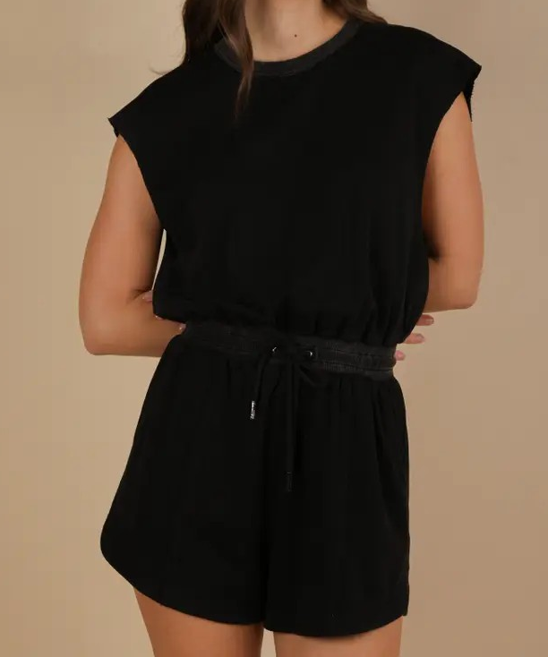 Romper with Cutout Back - Black