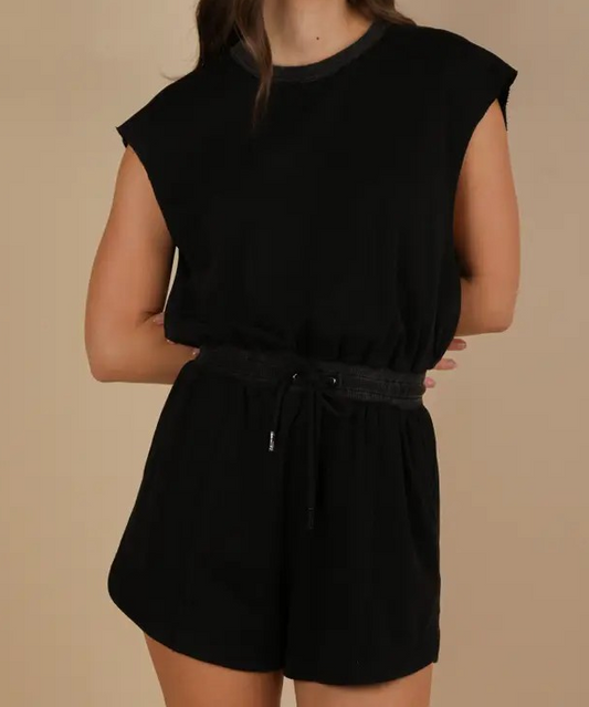 Romper with Cutout Back - Black