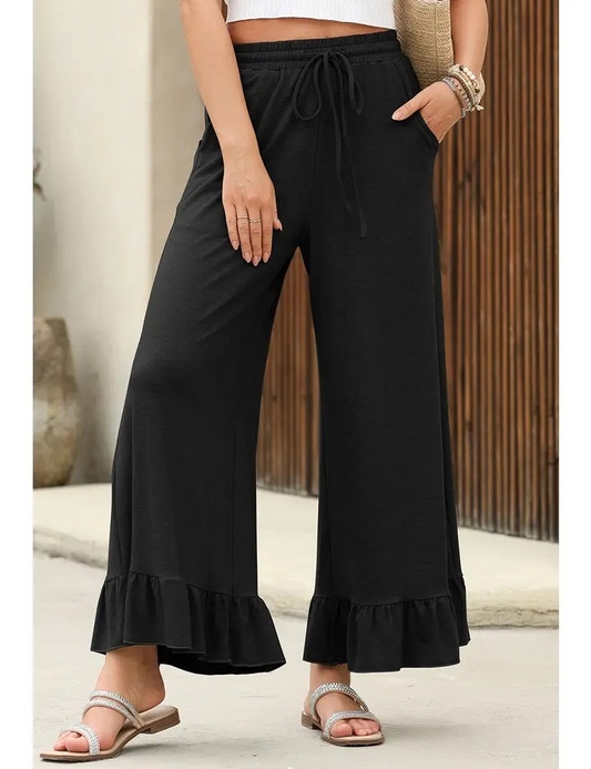 Ruffled Wide Leg Pants