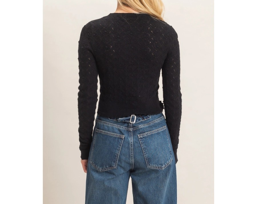 Scalloped Hem Sweater - Black