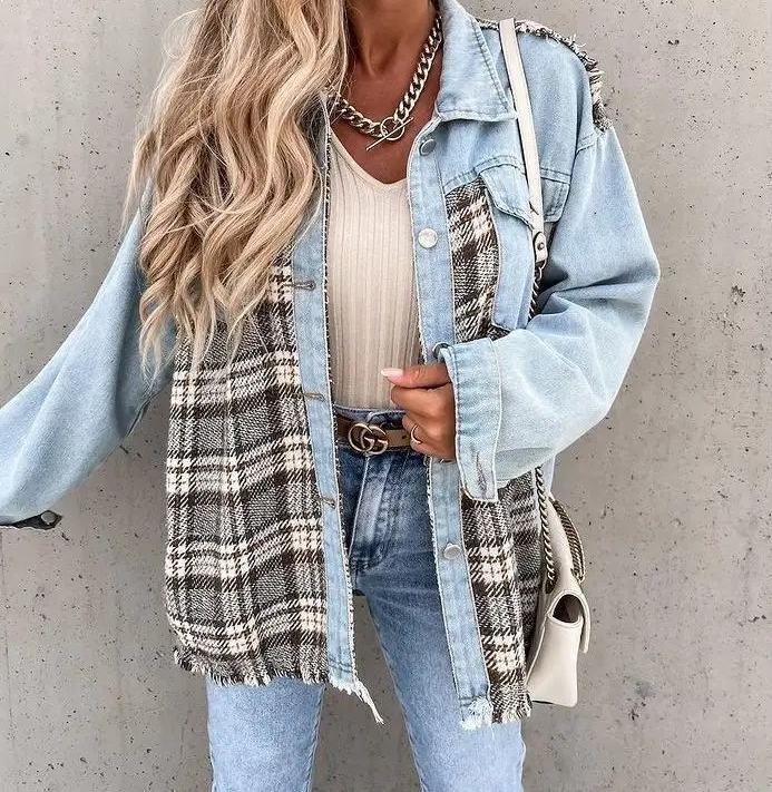 Color Block Denim Shacket