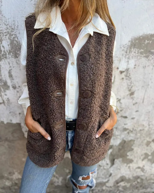 Sherpa Vest - Coffee