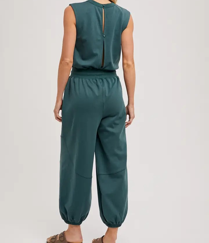 Sleeveless Knit Jumpsuit - Hunter Green
