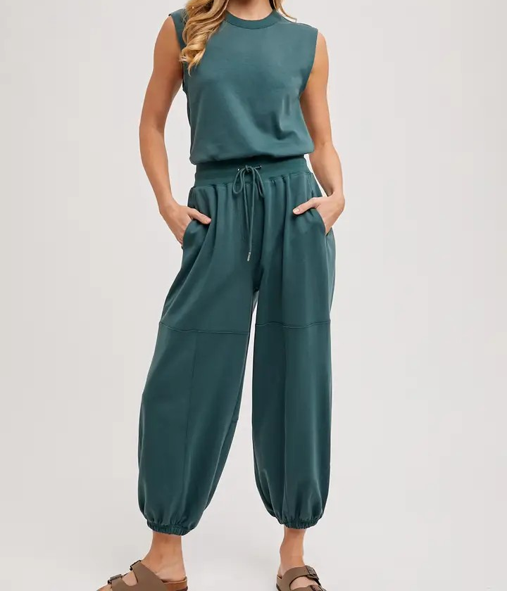Sleeveless Knit Jumpsuit - Hunter Green