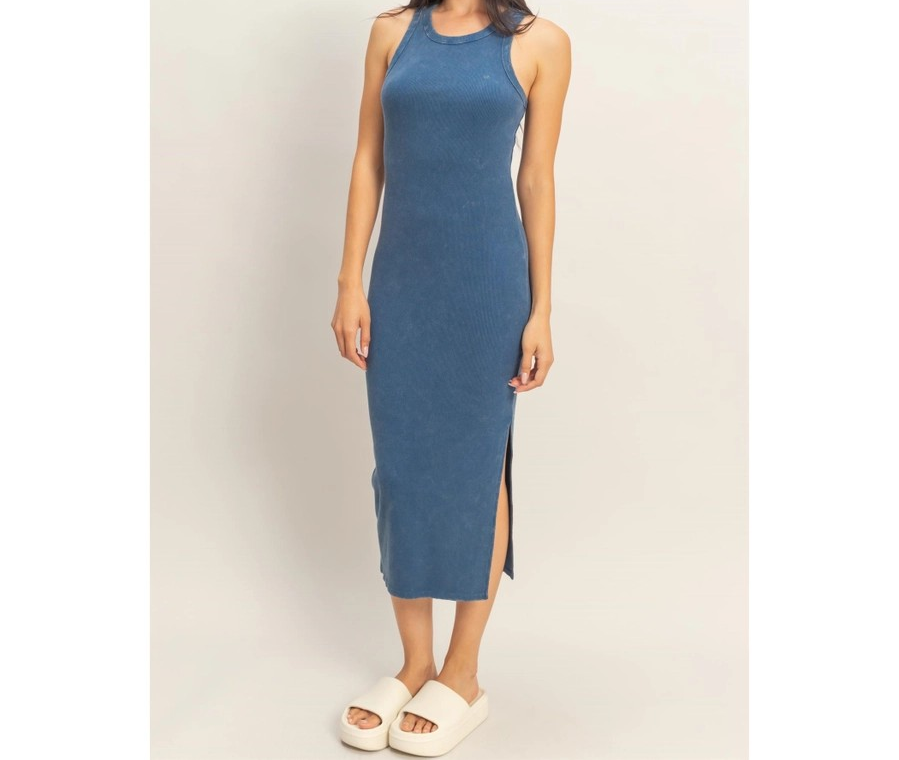 Sleeveless Midi Dress - Blue