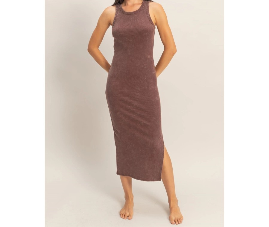 Sleeveless Midi Dress - Brown