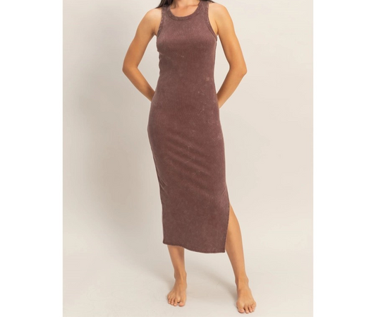 Sleeveless Midi Dress - Brown