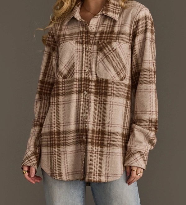 Super Soft Shacket - Light Brown Plaid