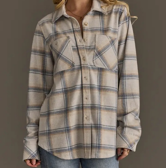 Super Soft Shacket - Cream Plaid