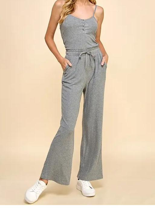 Spaghetti Strap Jumpsuit - Grey