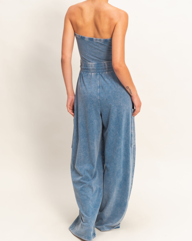 Strapless Jumpsuit - Blue