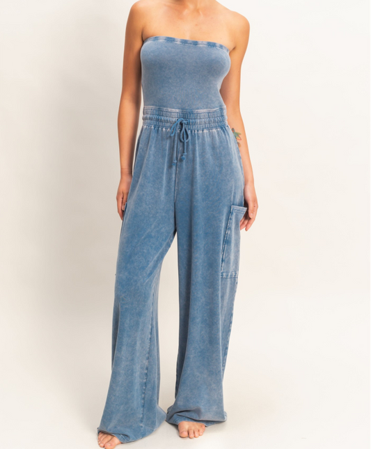 Strapless Jumpsuit - Blue