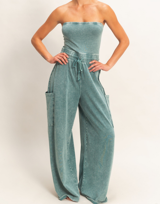 Strapless Jumpsuit - Teal