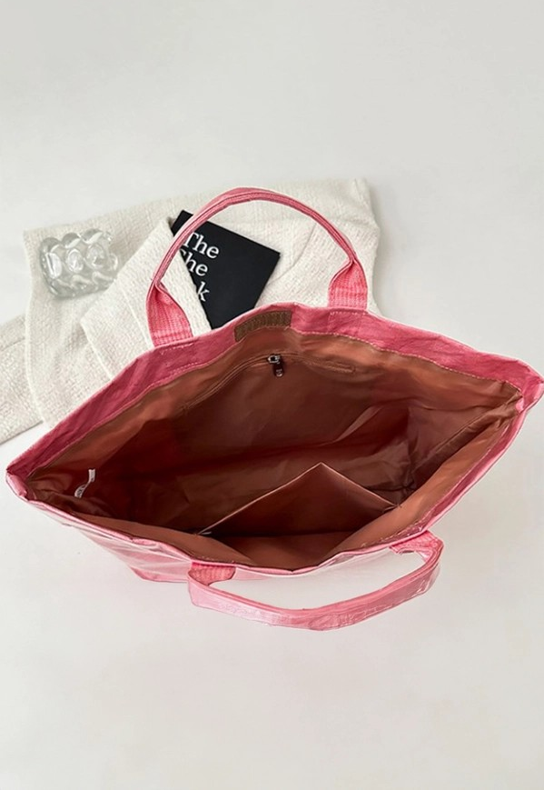 Striped Tote Bag - Green and Pink