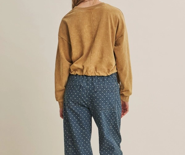 Sweatshirt with Cinched Waist - Camel