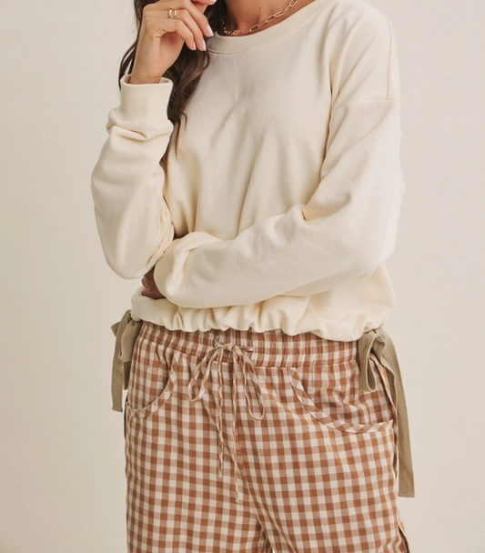 Sweatshirt with Cinched Waist - Vanilla