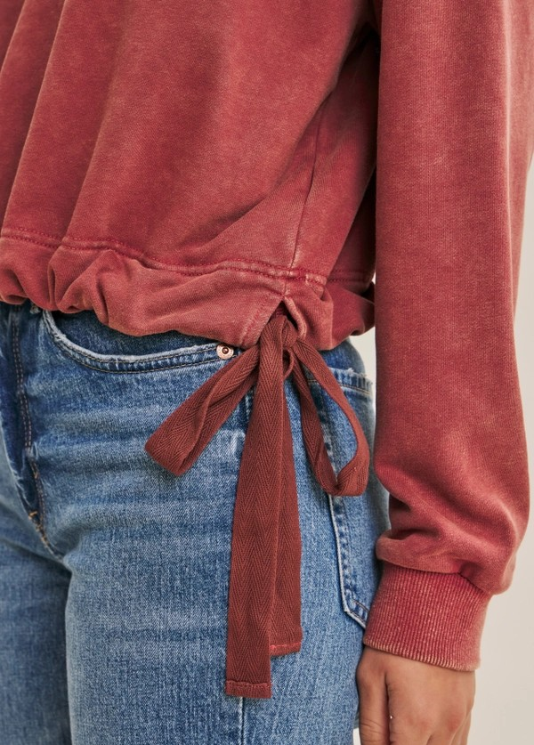 Sweatshirt with Cinched Waist - Wine