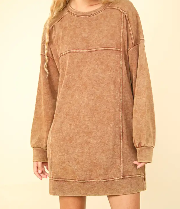 Sweatshirt Dress - Camel