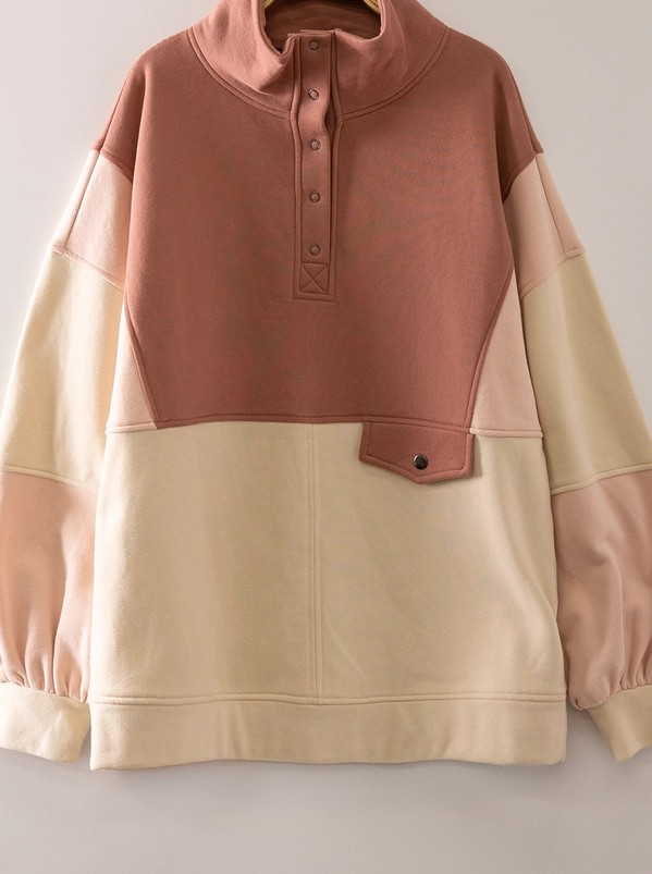 Half Snap Sweatshirt - Brick
