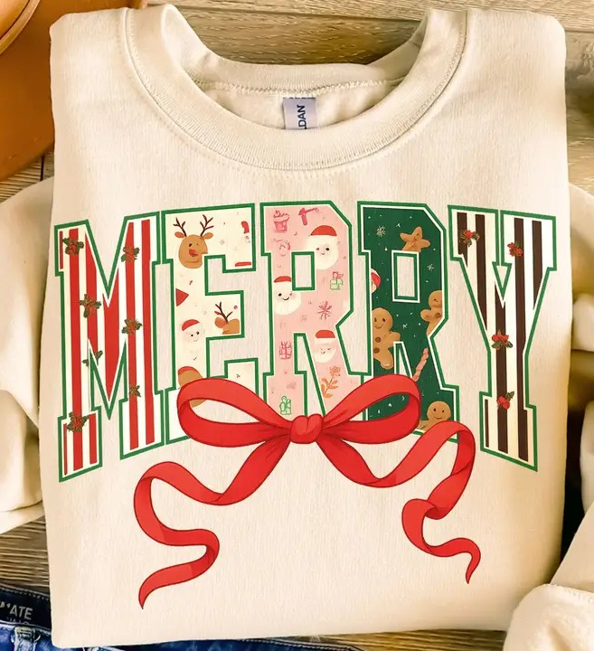 Sweatshirt - Merry with Bow
