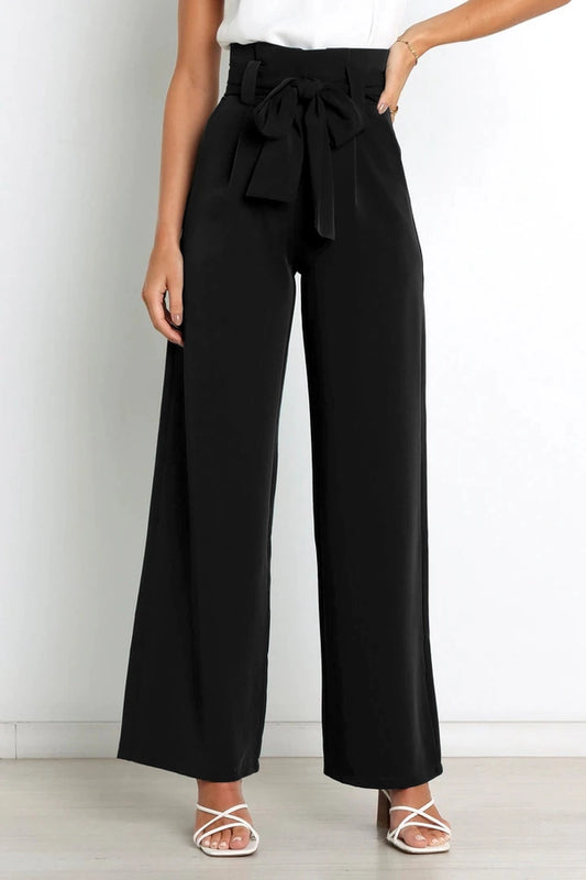 Tie Waist Pants - Black