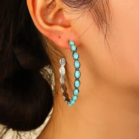 Earrings - Turquoise Hoop