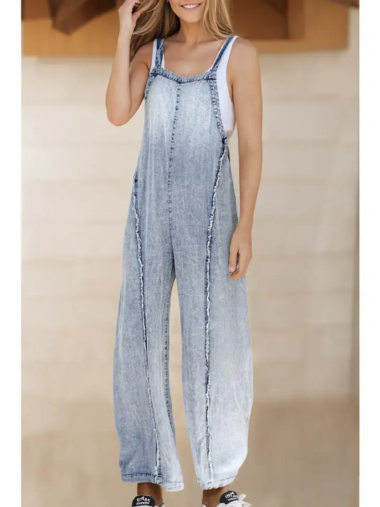 Wide Leg Denim Jumpsuit